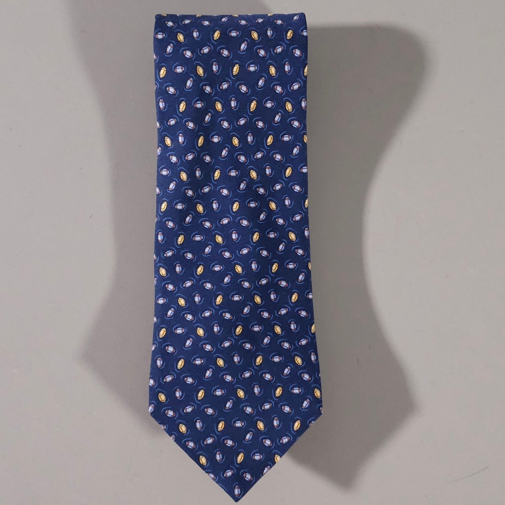 Brooks Brothers Necktie Mens OS Navy Blue Football Helmet Silk Makers USA